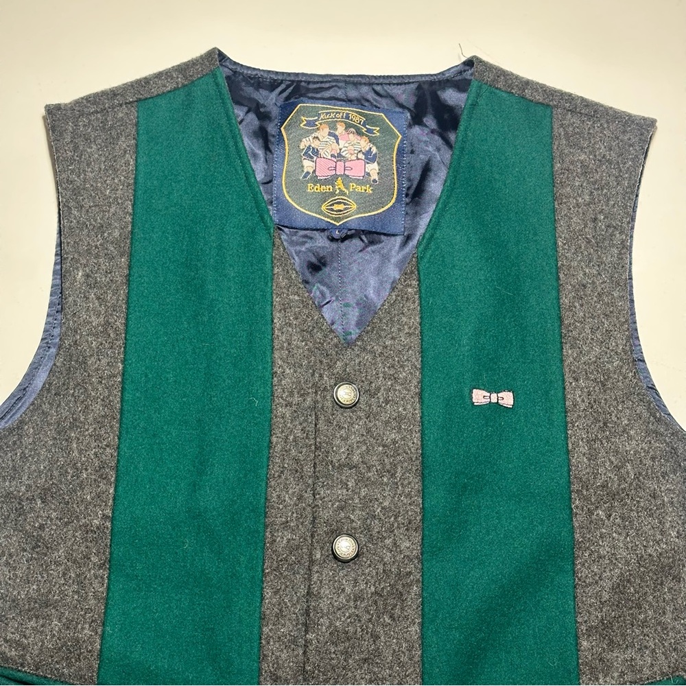 Eden Park Wool-Blend Heritage Kick-Off 1987 Button Up Vest Waistcoat, Mens Large - Picture 2 of 12